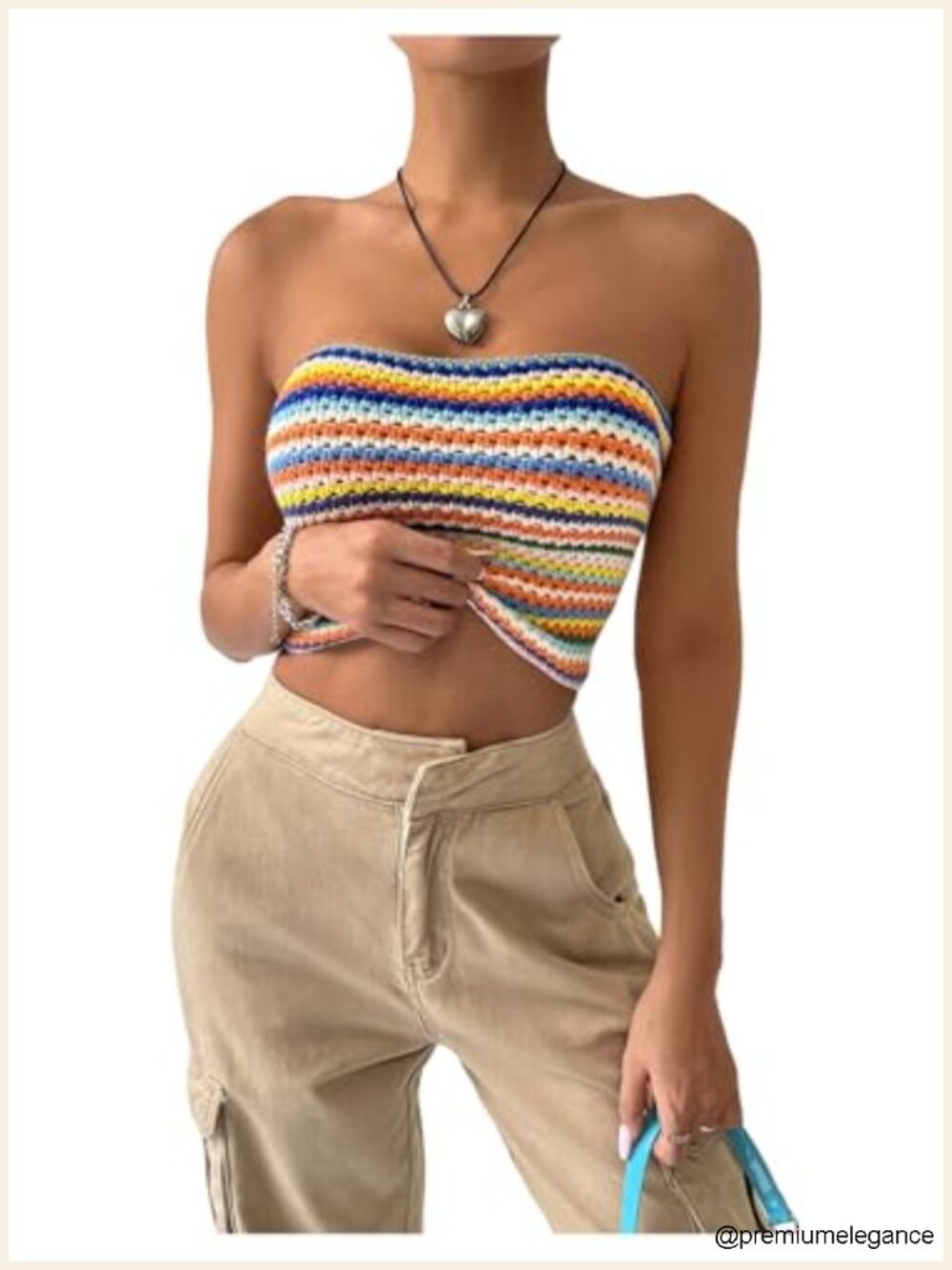Crochet Knit Tube Top Strapless Bandeau Crop Top Boho Summer
